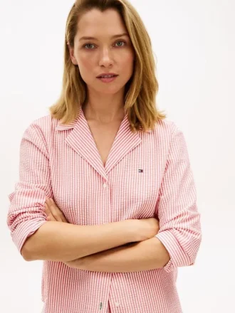 Chemise de nuit en seersucker rayé