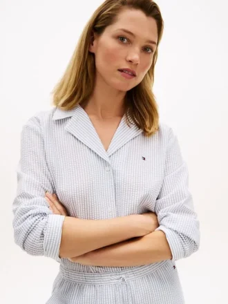 Chemise de nuit en seersucker rayé