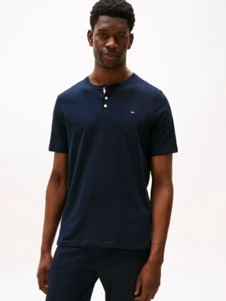 Chemise de nuit Henley en jersey suédé