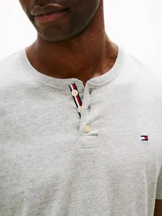 Chemise de nuit Henley en jersey suédé