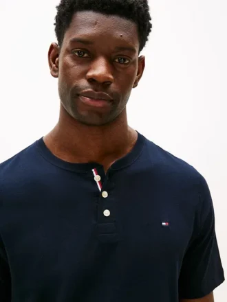 Chemise de nuit Henley en jersey suédé