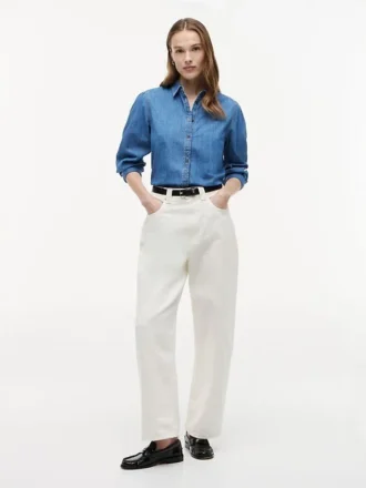 Chemise en chambray à manches bouffantes