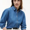 Chemise en chambray à manches bouffantes Chemise en chambray à manches bouffantes
