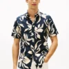 Chemise en coton et lin à imprimé tropical Chemise en coton et lin à imprimé tropical