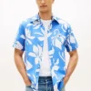 Chemise en coton et lin à imprimé tropical Chemise en coton et lin à imprimé tropical