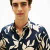 Chemise en coton et lin à imprimé tropical Chemise en coton et lin à imprimé tropical