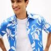 Chemise en coton et lin à imprimé tropical Chemise en coton et lin à imprimé tropical