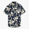 Chemise en coton et lin à imprimé tropical Chemise en coton et lin à imprimé tropical