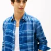 Chemise en lin à carreaux Madras, coupe classique Chemise en lin à carreaux Madras, coupe classique