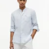 Chemise en lin à col bandeau, coupe classique Chemise en lin à col bandeau, coupe classique