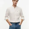 Chemise en lin à col bandeau, coupe classique Chemise en lin à col bandeau, coupe classique