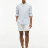Chemise en lin à col bandeau, coupe classique Chemise en lin à col bandeau, coupe classique