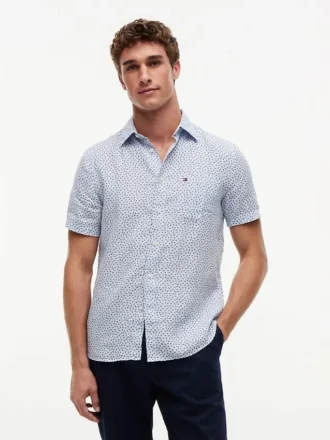 Chemise en lin à imprimé voile, coupe Regular