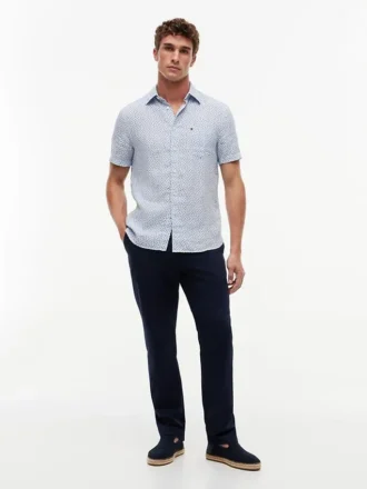 Chemise en lin à imprimé voile, coupe Regular