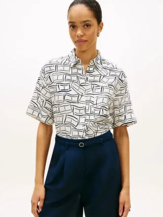 Chemise en lin à manches courtes