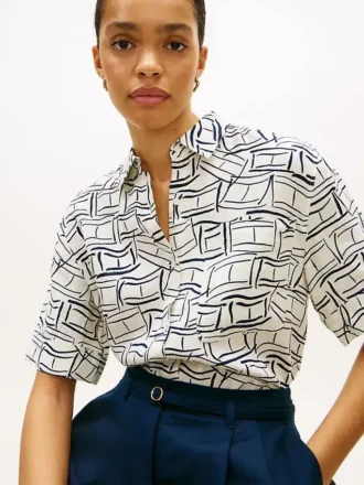 Chemise en lin à manches courtes