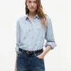 Chemise en lin mélangé avec monogramme sur toute la surface Chemise en lin mélangé avec monogramme sur toute la surface