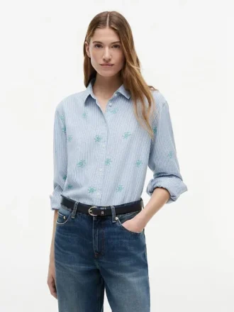 Chemise en lin mélangé avec monogramme sur toute la surface Chemise en lin mélangé avec monogramme sur toute la surface