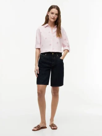 Chemise en lin mélangé avec monogramme sur toute la surface