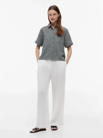 Chemise en lin mélangé à carreaux vichy