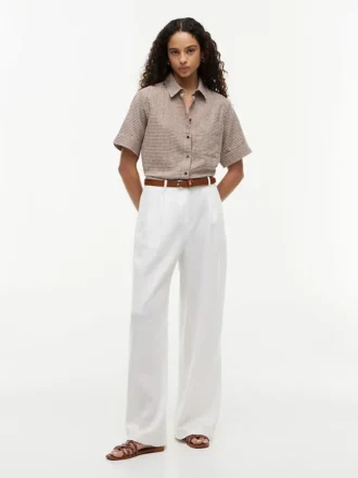 Chemise en lin mélangé à carreaux vichy