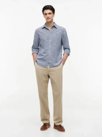 Chemise en lin mélangé à carreaux vichy, coupe classique
