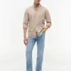 Chemise en lin mélangé à carreaux vichy, coupe classique Chemise en lin mélangé à carreaux vichy, coupe classique