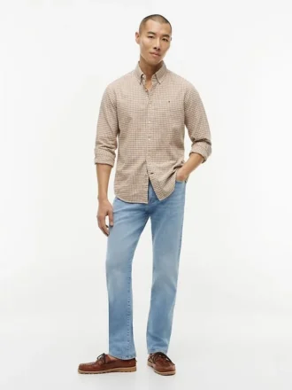 Chemise en lin mélangé à carreaux vichy, coupe classique