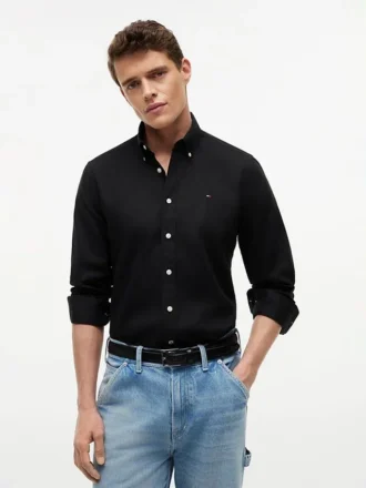 Chemise en lin mélangé, coupe classique