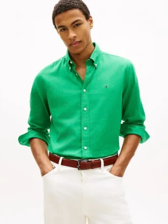 Chemise en lin mélangé, coupe classique