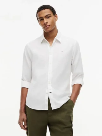 Chemise en lin mélangé, coupe classique