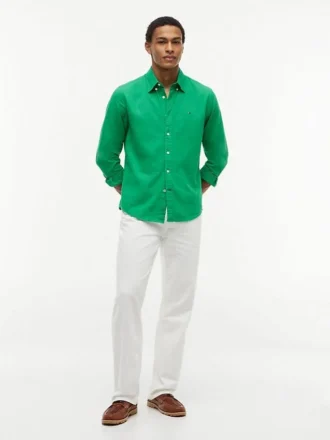 Chemise en lin mélangé, coupe classique
