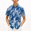 Chemise en lin mélangé à imprimé tropical Chemise en lin mélangé à imprimé tropical