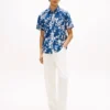 Chemise en lin mélangé à imprimé tropical Chemise en lin mélangé à imprimé tropical