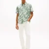 Chemise en lin mélangé à imprimé tropical Chemise en lin mélangé à imprimé tropical