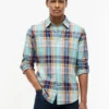 Chemise en lin mélangé Madras, coupe classique Chemise en lin mélangé Madras, coupe classique