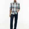 Chemise en lin mélangé Madras, coupe classique Chemise en lin mélangé Madras, coupe classique