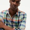 Chemise en lin mélangé Madras, coupe classique Chemise en lin mélangé Madras, coupe classique