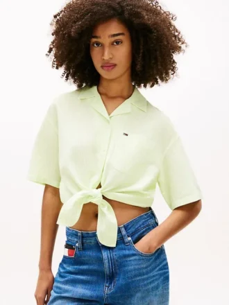 Chemise en lin mélangé à nouer sur le devant Tommy Jeans