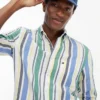 Chemise en lin mélangé à rayures larges Chemise en lin mélangé à rayures larges
