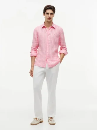 Chemise en lin rayée à coupe classique Chemise en lin rayée à coupe classique