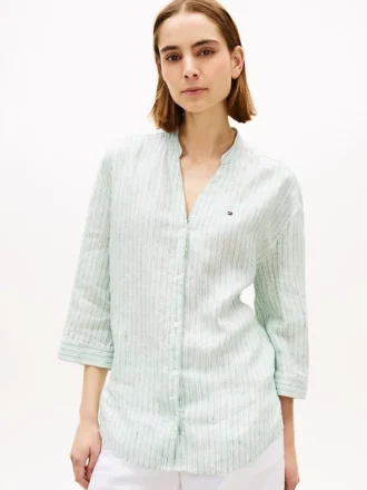 Chemise en lin sans col