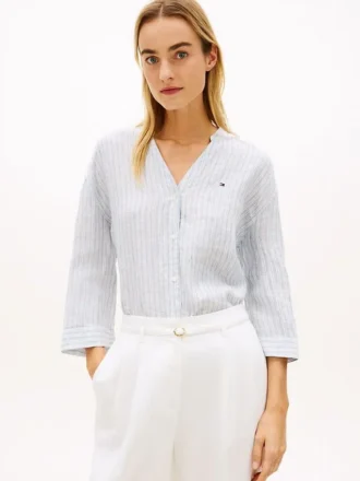 Chemise en lin sans col