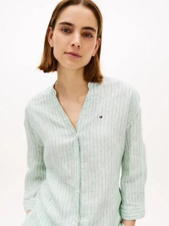 Chemise en lin sans col