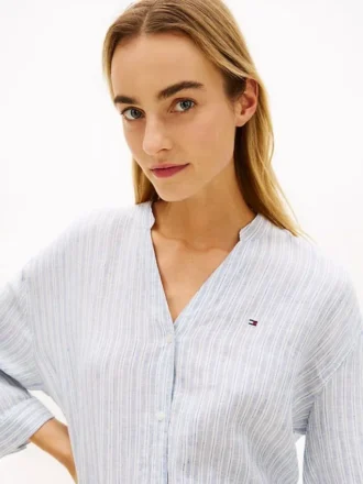 Chemise en lin sans col