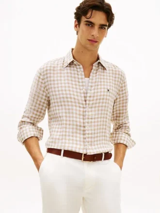 Chemise en lin vichy, coupe classique
