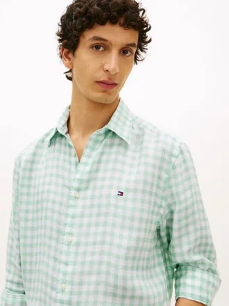 Chemise en lin vichy à coupe classique