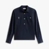 Chemise en popeline à boutons dorés, coupe décontractée Chemise en popeline à boutons dorés, coupe décontractée