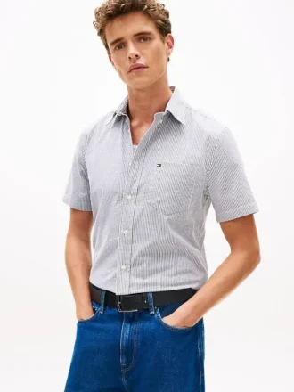 Chemise en seersucker rayé, coupe classique
