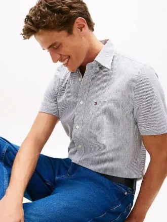 Chemise en seersucker rayé, coupe classique
